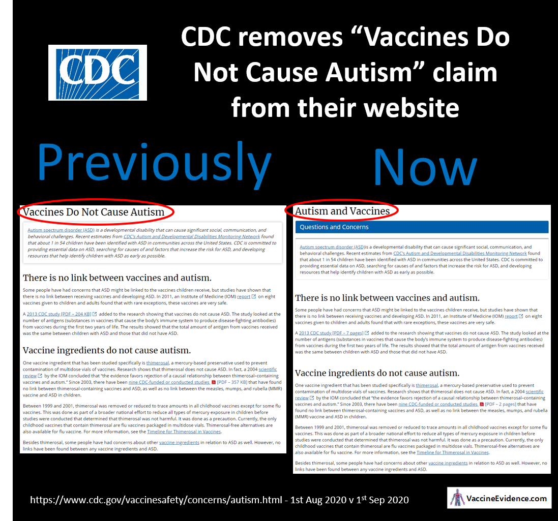 CDC removes “Vaccines Do Not Cause Autism” claim from their website